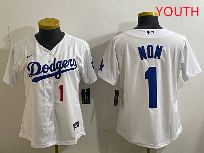 Youth Los Angeles Dodgers 1 Mom White Game 2025 Nike MLB Jersey style 9